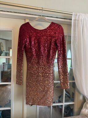 Women's Sequin Ombre Bodycon Dress - Pink to Gold